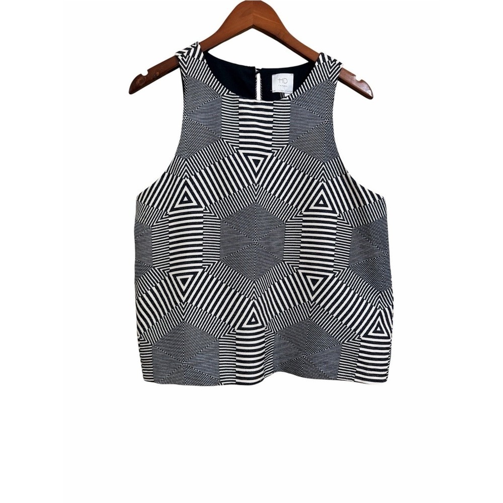 HD in Paris Anthropologie Optical Tunic Top Black White Sleeveless Women’s M